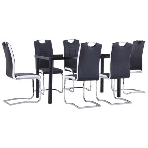 Ensemble Table Et Chaise 6 Personnes Noir 11